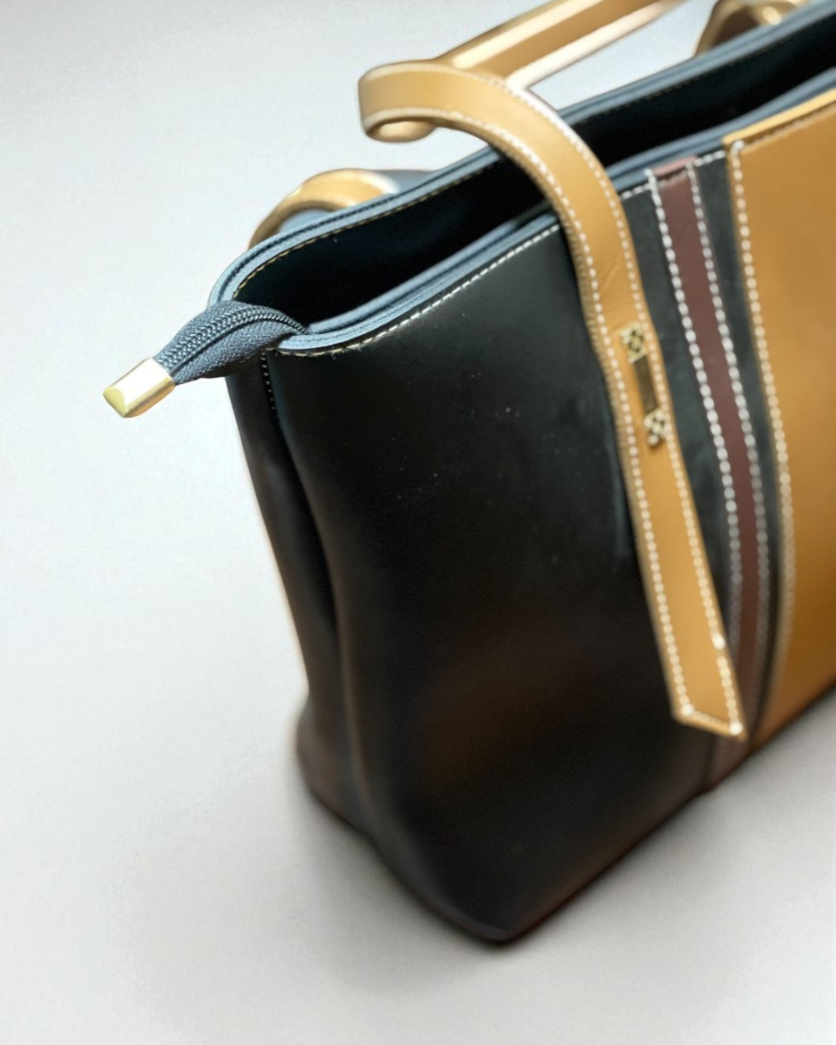 Republic Luxe Stripe Black & Brown Tote