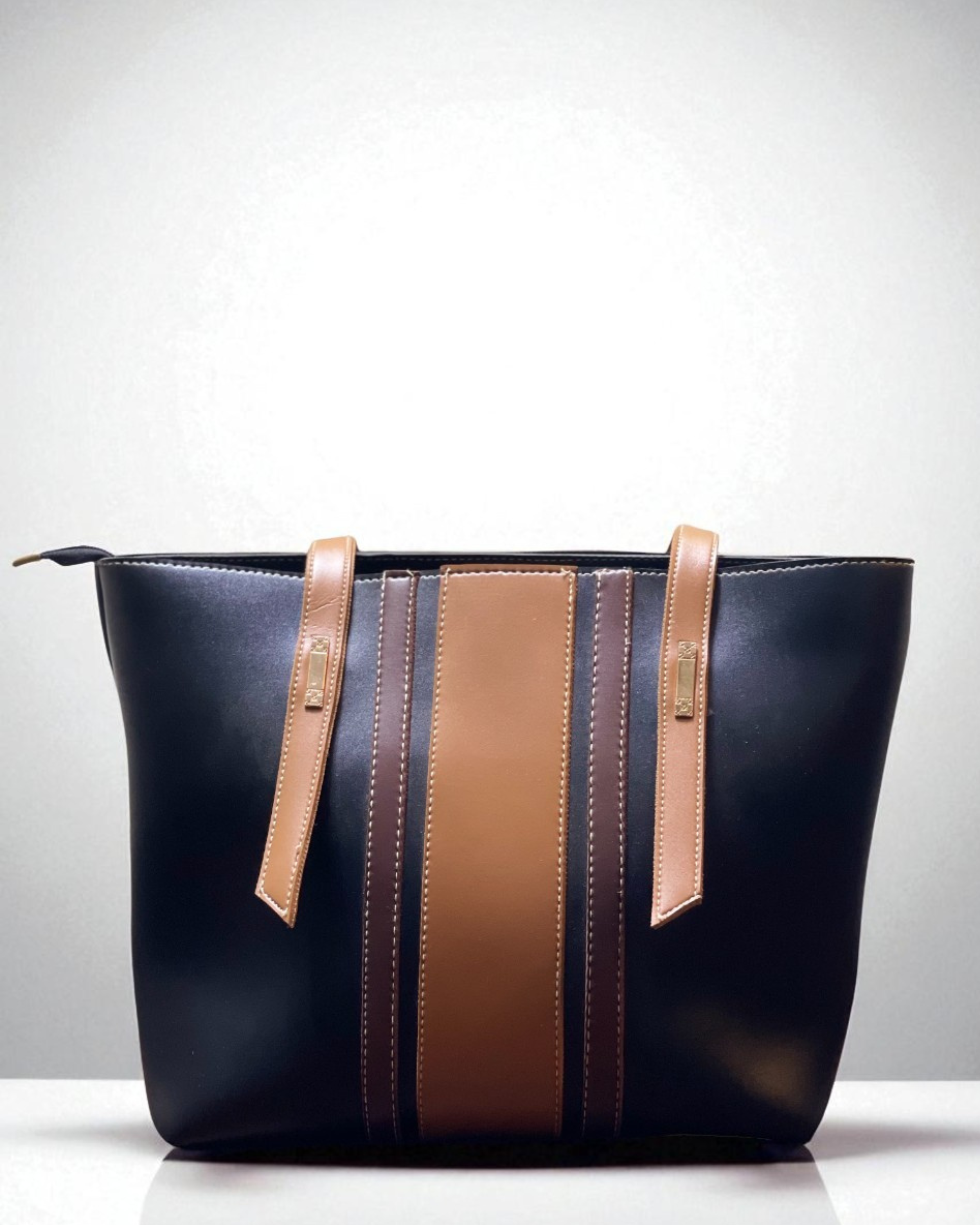 Republic Luxe Stripe Black & Brown Tote