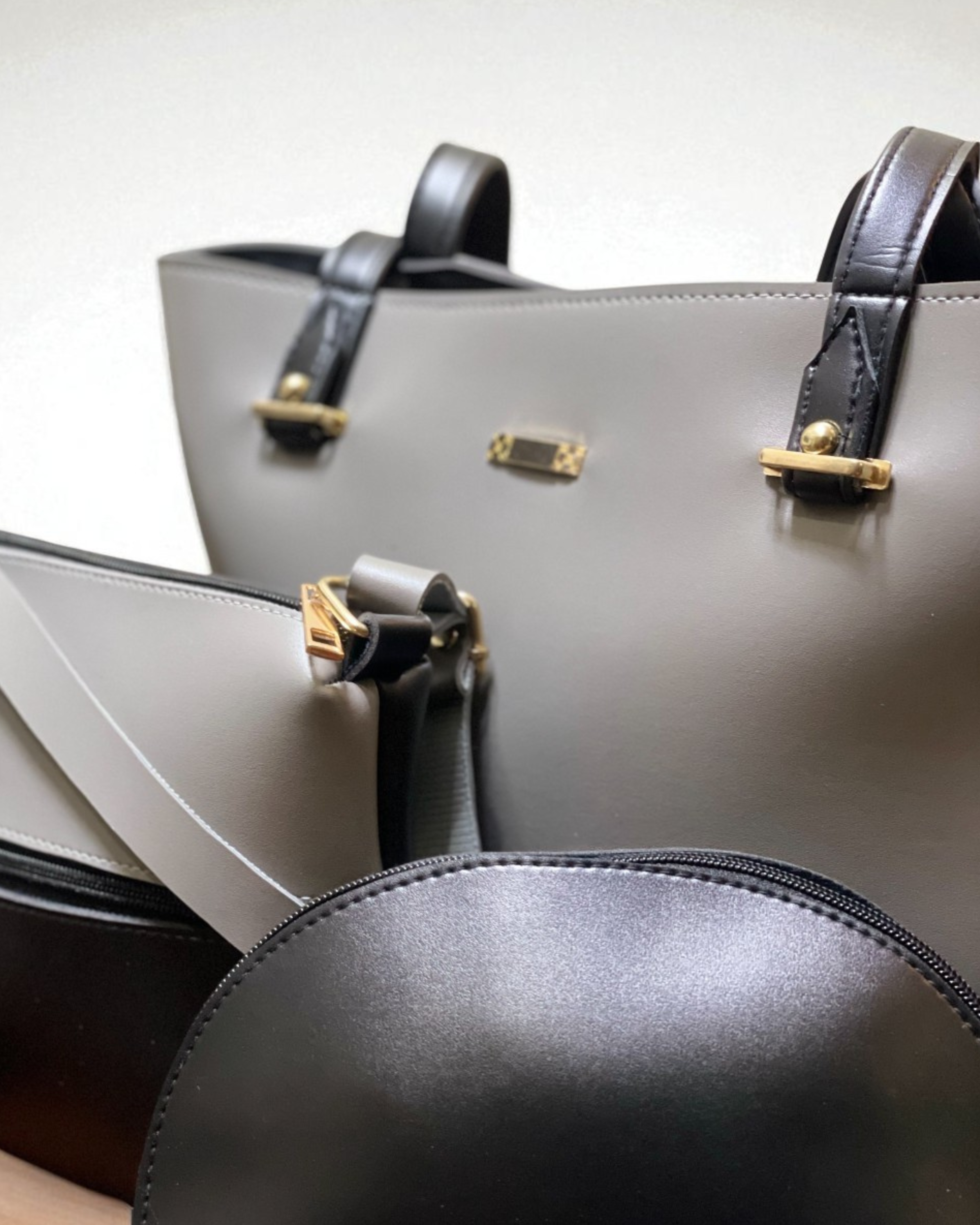 Dream Grey and Black 3 Piece Handbag
