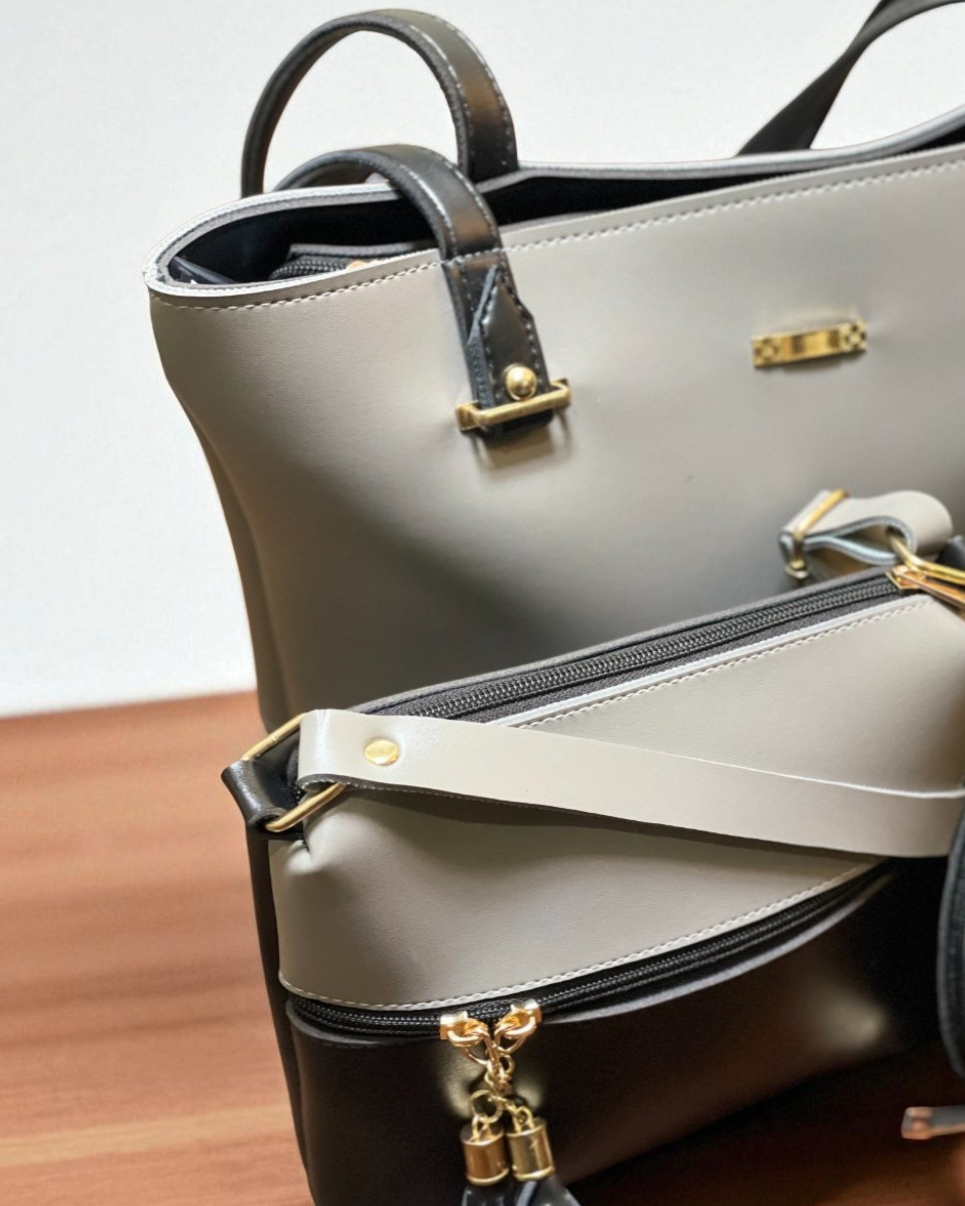 Dream Grey and Black 3 Piece Handbag