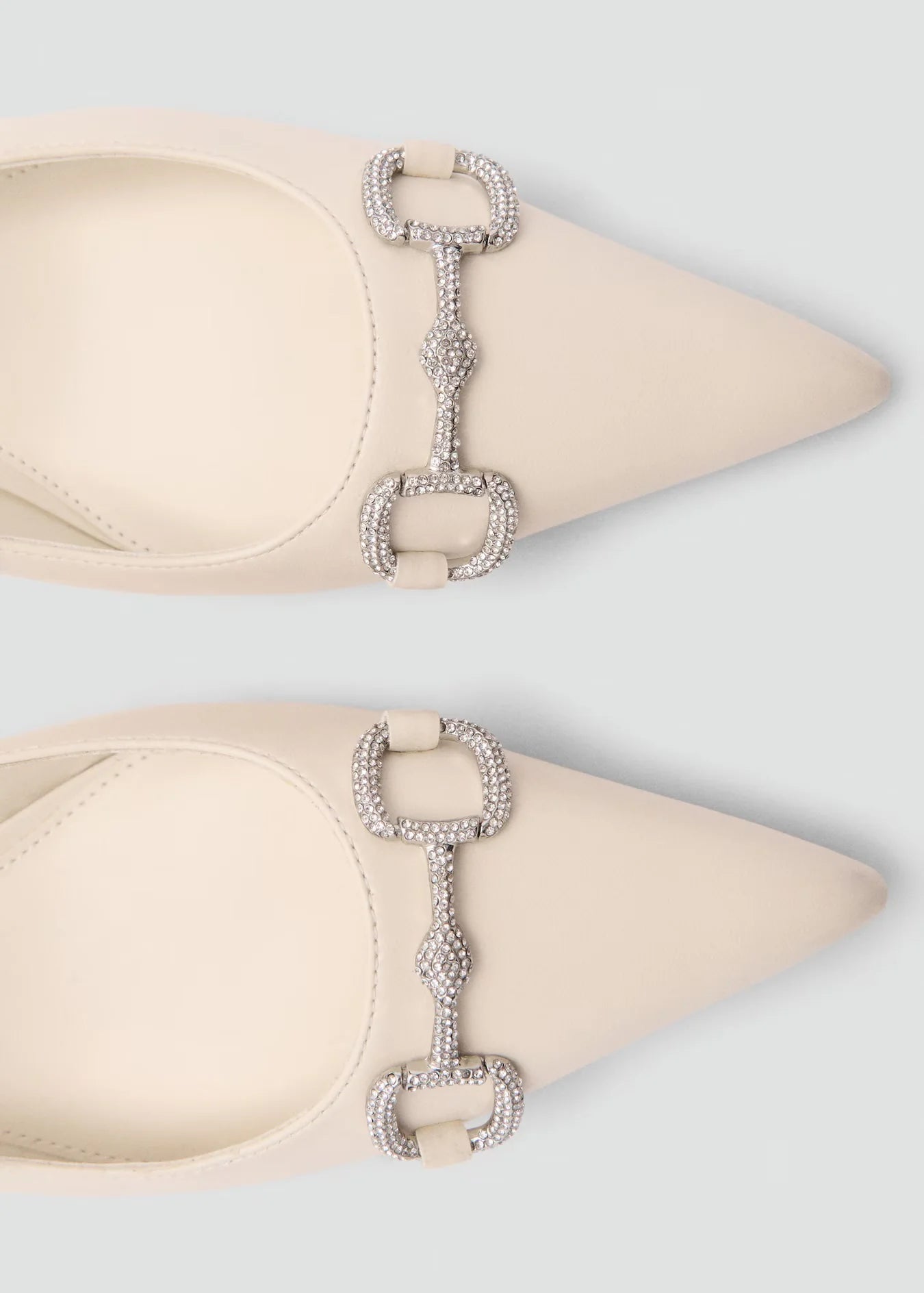 Women's Beige Crystal Sling Back Shoes - SB10