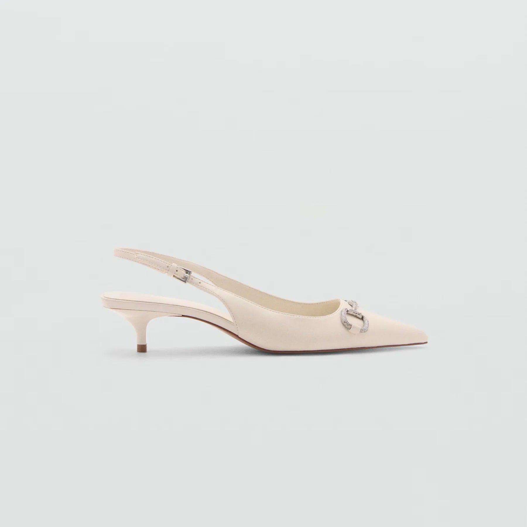 Women's Beige Crystal Sling Back Shoes - SB10